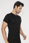Picture of Erkek Slim Fit Dar Kesim Pamuklu Yumuşak Dokulu Siyah Bisiklet Yaka Basic Tişört