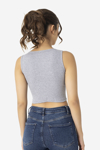 Picture of Kadın Pamuklu Fitilli Halter Yaka Kalın Askılı Crop Gri