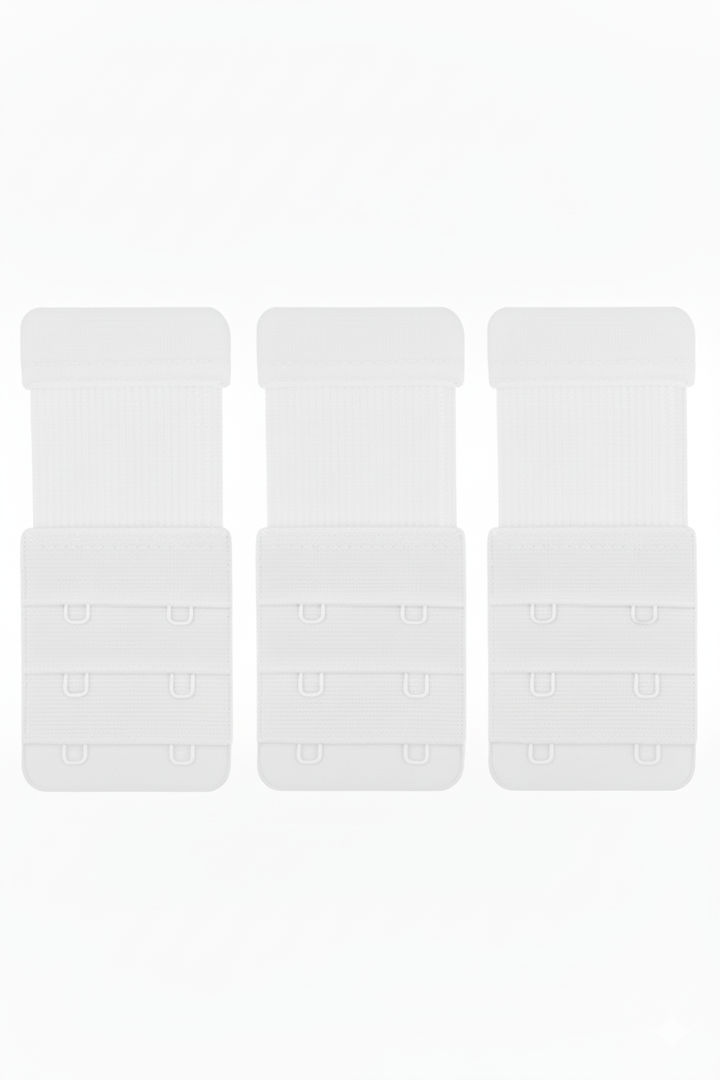 Picture of 3 Adet Beyaz Lastikli Sütyen Uzatma Agrafı 2 Kancalı Ek Aparat