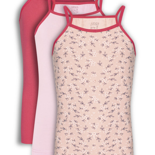 Girls' Spaghetti Strap Tank Top with Elastane 3-Pack Assorted Colors