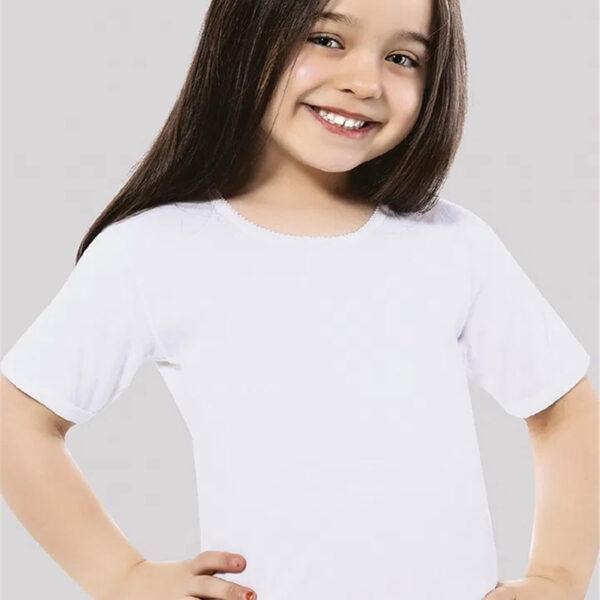 Girls' T-Shirt Rib Knit Crew Neck (100% Cotton)