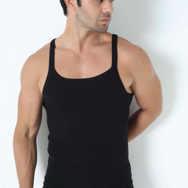 Rib Knit Men's İnce Biyeli Tank Top 100% Cotton