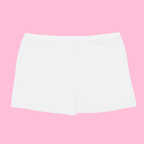 Girls' White Cotton Boxer Briefs with Elastane