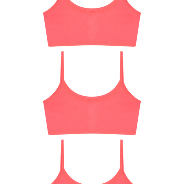 Girls' Spaghetti Strap Pink Cropped Bralette 3-Pack