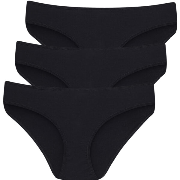 Women's Black Cotton Brief Panties 3-Pack