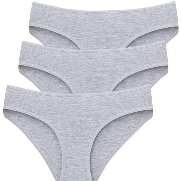 Women's Grey Cotton Brief Panties 3-Pack