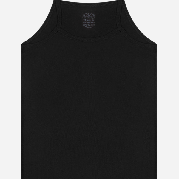Girls' Rib Knit Tank Top Spaghetti Strap Black Tank Top