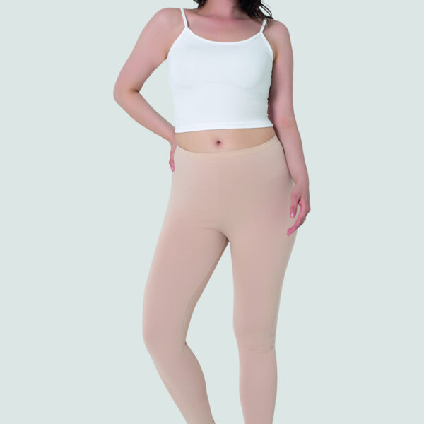 Women's Nude Cotton with Elastane Long Leggings