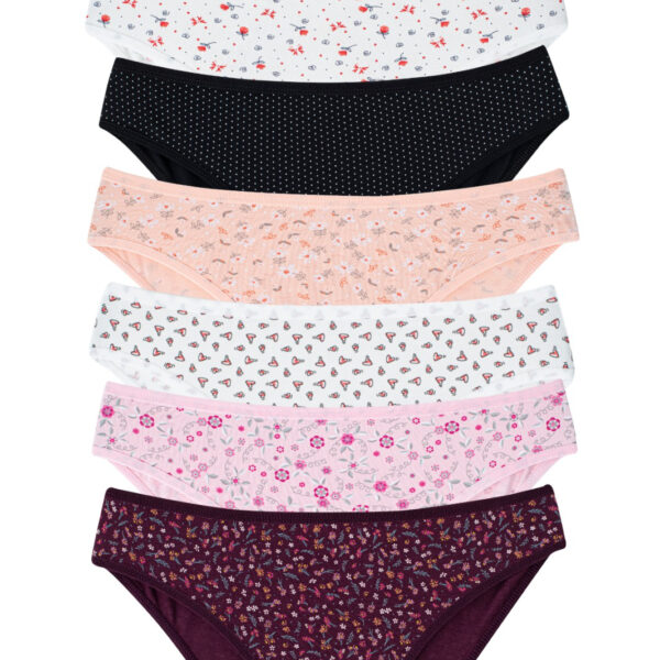 Women's Patterned Mixed Color Panties Briefs 7-Pack Cotton with Elastane