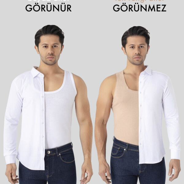 Erkek Görünmez Ten Rengi Atlet %100 Pamuklu