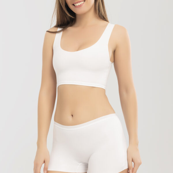 Basic Lazer Kesim Dikişsiz Kadın Boxer  Beyaz