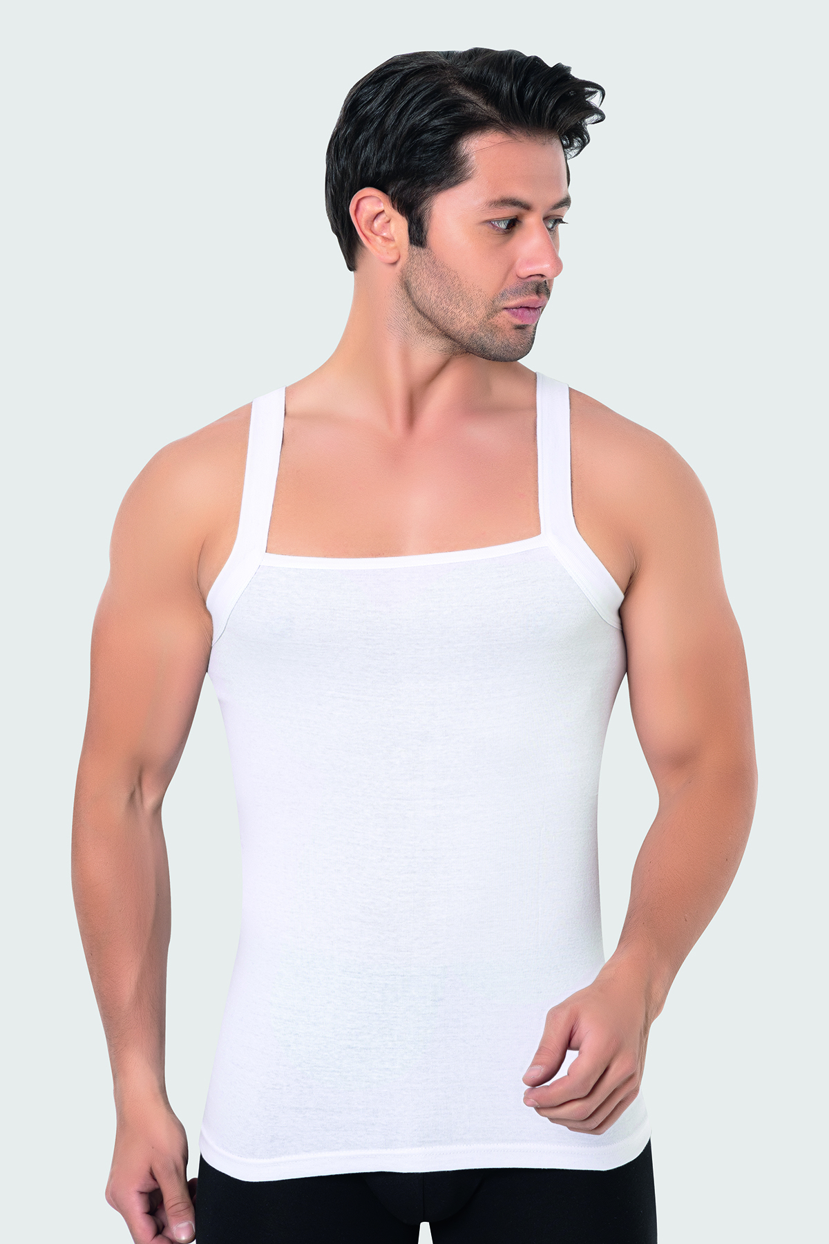 0013236_erkek-genis-biyeli-atlet-beyaz-ribana-100-pamuk.jpeg Men's Geniş Biyeli Tank Top White Rib Knit 100% Cotton - Image 1