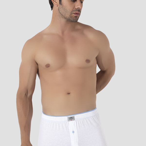 Erkek Beyaz Düğmeli Boxer Süprem (%100 Pamuk)