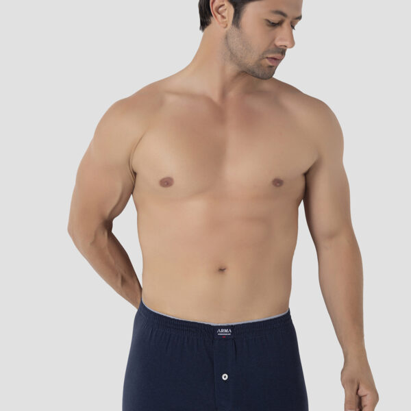 Men's Navy Button-Fly Boxer Briefs Single Jersey (100% Cotton)