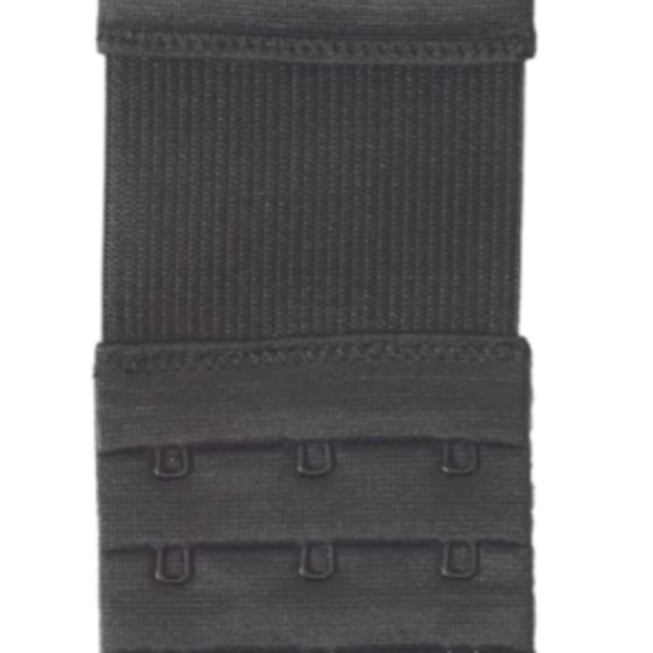 Black Elastic Bra Extender Wide 3-Hook Accessory