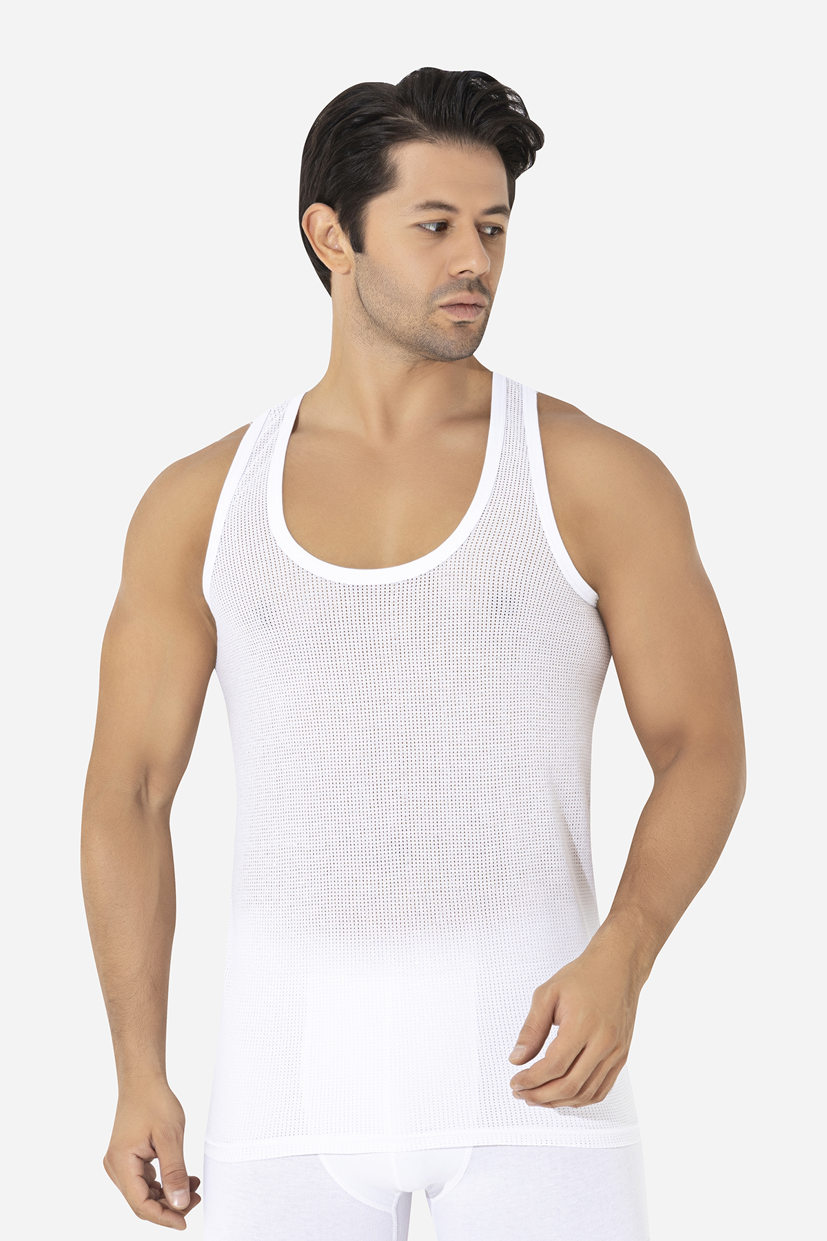 0013798_erkek-yazlik-fileli-atlet-beyaz-pamuklu.jpeg Men's Yazlık Fileli Tank Top White Cotton - Image 1