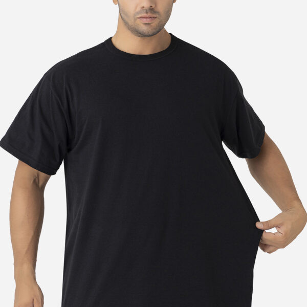 Men's Black Plus Size T-Shirt Crew Neck Short Sleeve Undershirt 100% Cotton Cotton Jersey