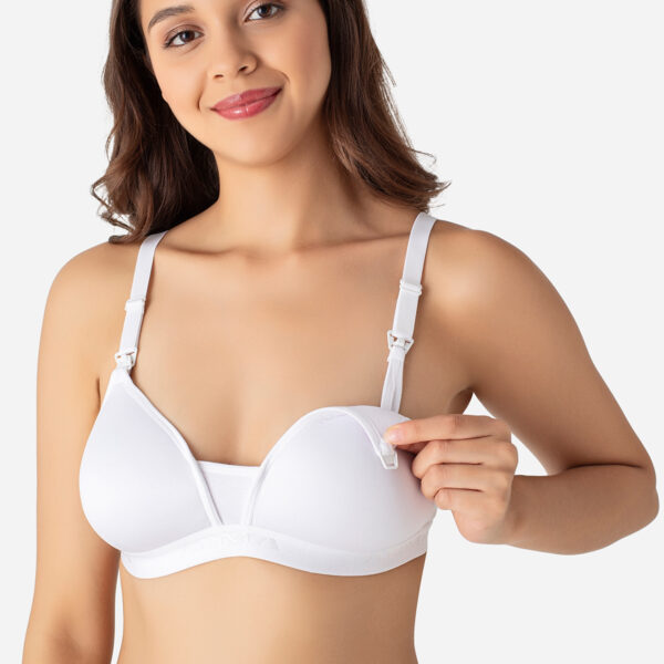 Women's White Cotton Lined Nursing Bra