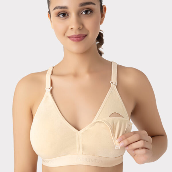 Removable Padded Nursing Bra Nude Cotton Nipple Does Not Show