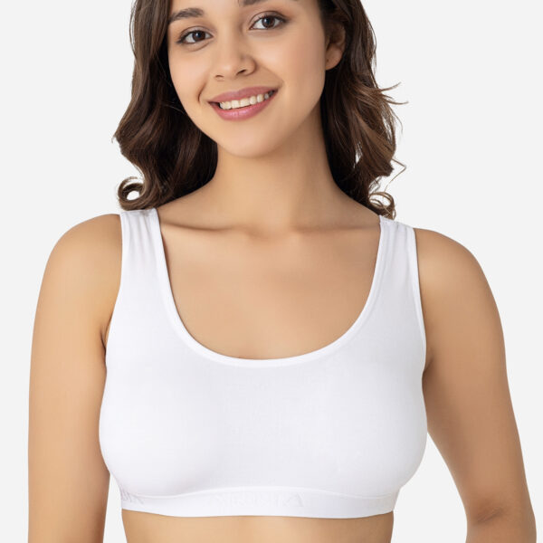 Women's White Bamboo Wide Strap Removable Padded Cropped Tank Bralette 2-Pack