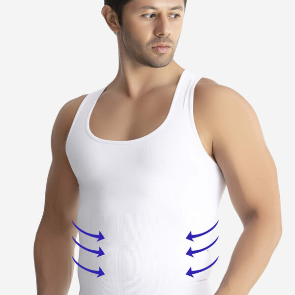 Men's White Sıkılaştırıcı Korse Tank Top Göbek Sarkma Önleyici Vücut Toparlayıcı