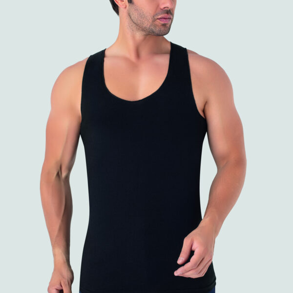 Men's Görünmez Tank Top Hayalet Tank Top Black 100% Cotton
