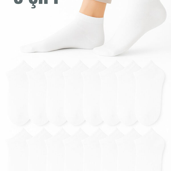 Women's White Anti-Sweat Comfort Cotton Booties Socks 8 Pairs