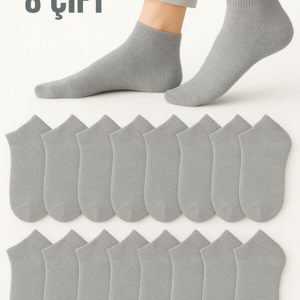 Women's Gray Anti-Sweat Comfort Cotton Booties Socks 8 Pairs