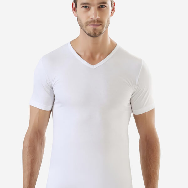 Erkek V Yaka T-Shirt Penye Süprem (%100 Pamuk)