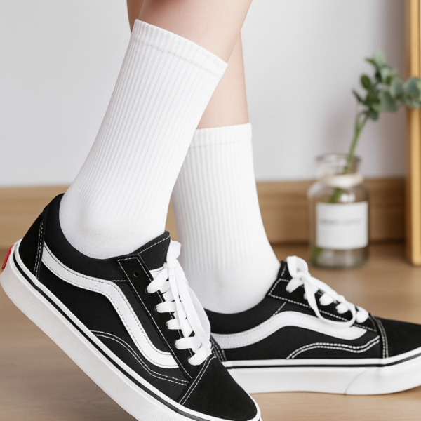6'lı Unisex Pamuklu Düz Beyaz Tenis Çorap Seti Soket Boy